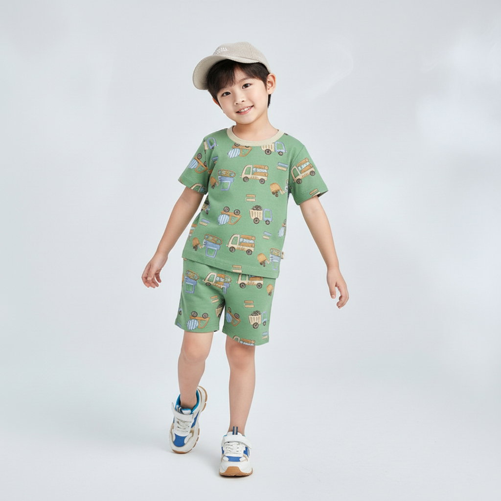 SETELAN PENDEK TRUCK AND DIGGER MOSS GREEN