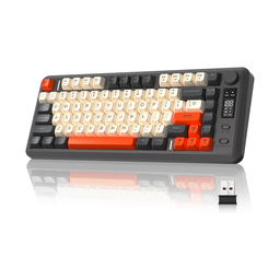 Teclado Gamer Sem Fio ZIYOU LANG M75, Retroiluminação RGB, Bateria Recarregável de 2000mAh, Teclado de Membrana Compacto com Sensação Mecânica, Display Inteligente e Botão Giratório, Teclas PBT com Gradiente para PC e MAC - Shimmer