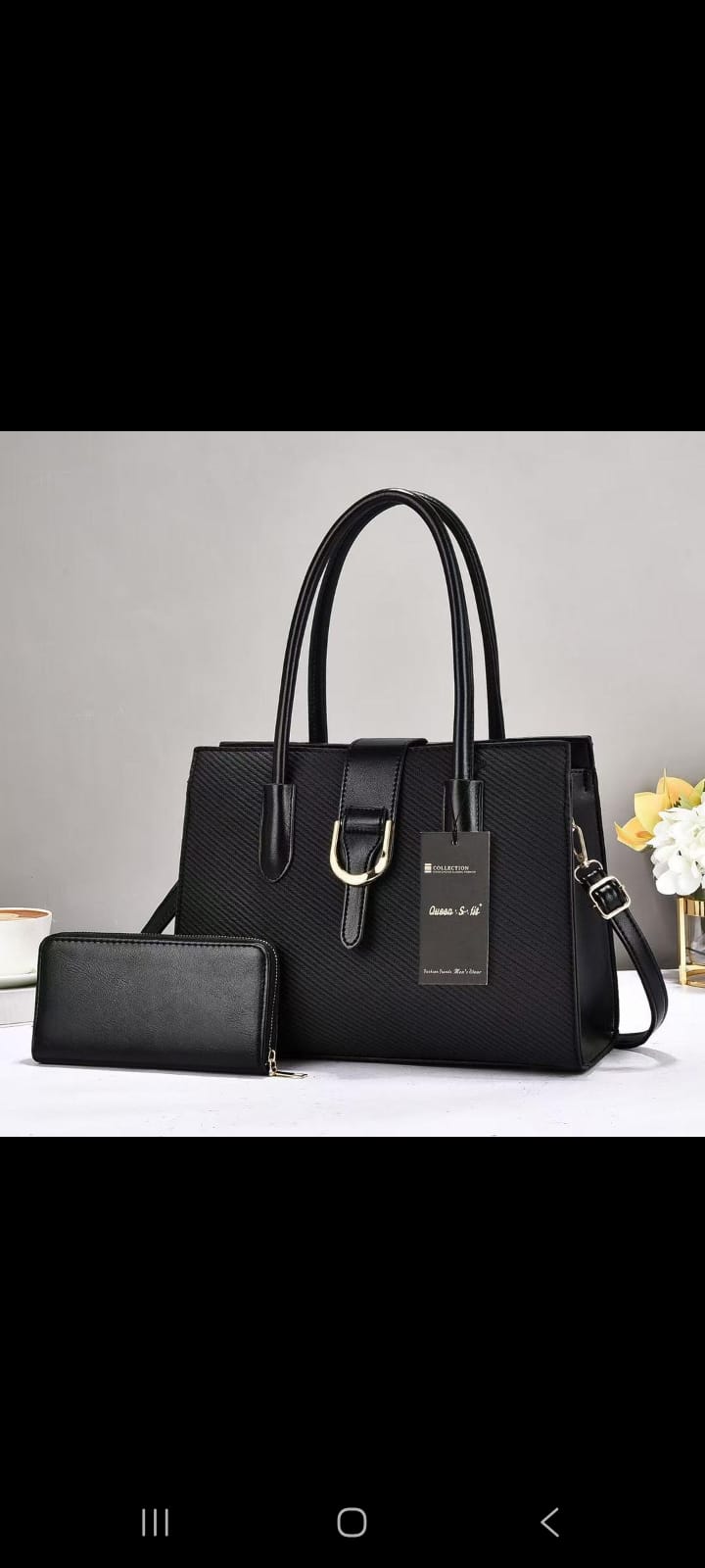 Queen S&R Textured Black Tote Set_0
