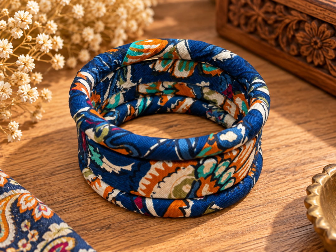 Neel Rangrez Fabric Bangles 💙🧡