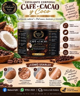 Exfoliante Corporal de Café Cacao y Aceite de Coco