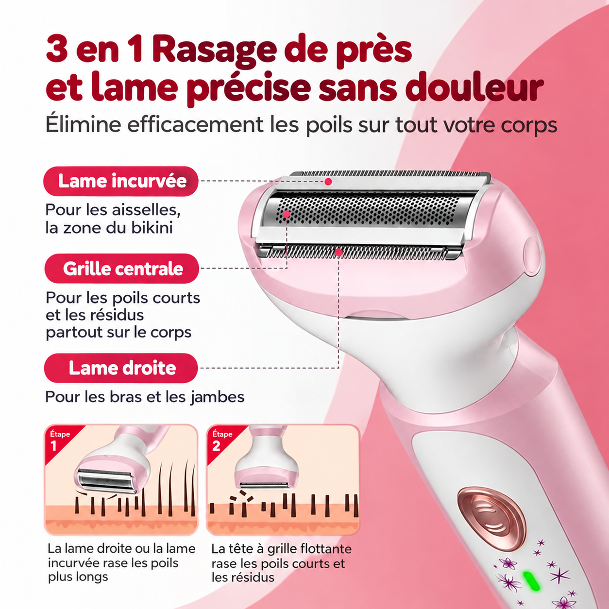 Kit d'épilation électrique 4 en 1 pour femmes, tondeuse multifonction pour le visage et le corps_3
