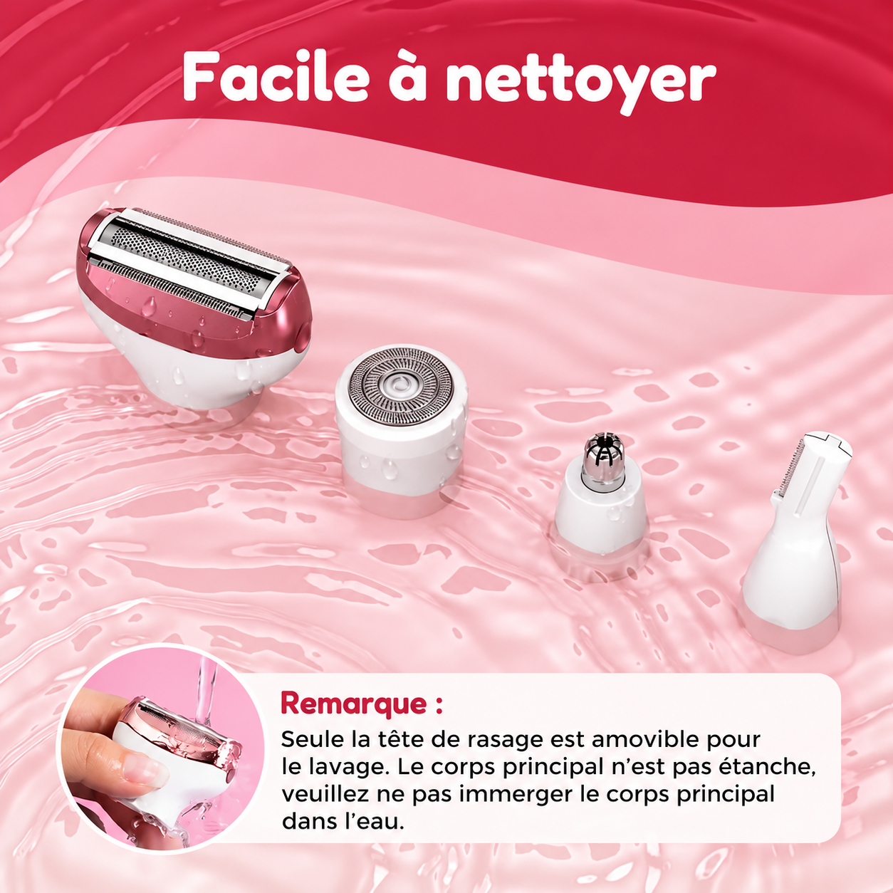 Kit d'épilation électrique 4 en 1 pour femmes, tondeuse multifonction pour le visage et le corps_4