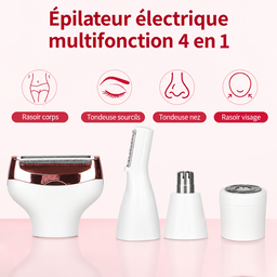 Kit d'épilation électrique 4 en 1 pour femmes, tondeuse multifonction pour le visage et le corps