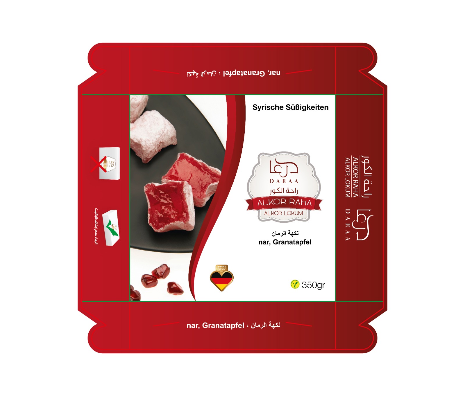 Raha Granatapfel Geschmack   – 1 Karton x 24 St-Stückpreis: 1,70 €- zzgl.MwSt- / راحة سادة بنكهة الرمان _0