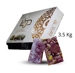Raha mit  Pistazien und Kokosnuss  Granatapfel Geschmack  1 karton x 3.5 kg-Kilopreis: 13,75 €- zzgl.MwSt   / راحة  محشيةو مغلفة بالفستق الحلبي بالرمان تحتوي الكرتونة على وزن   
