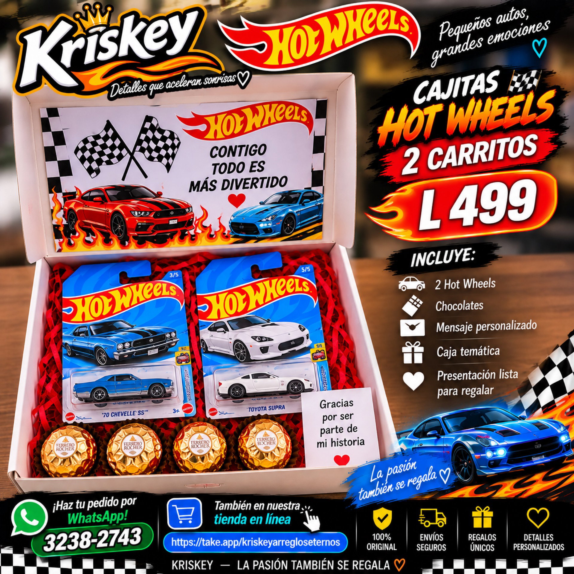 🏎️ Cajita Hot Wheels – 2 Carritos | Kriskey_0