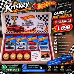 🏎️ Cajita Hot Wheels – 4 Carritos | Kriskey