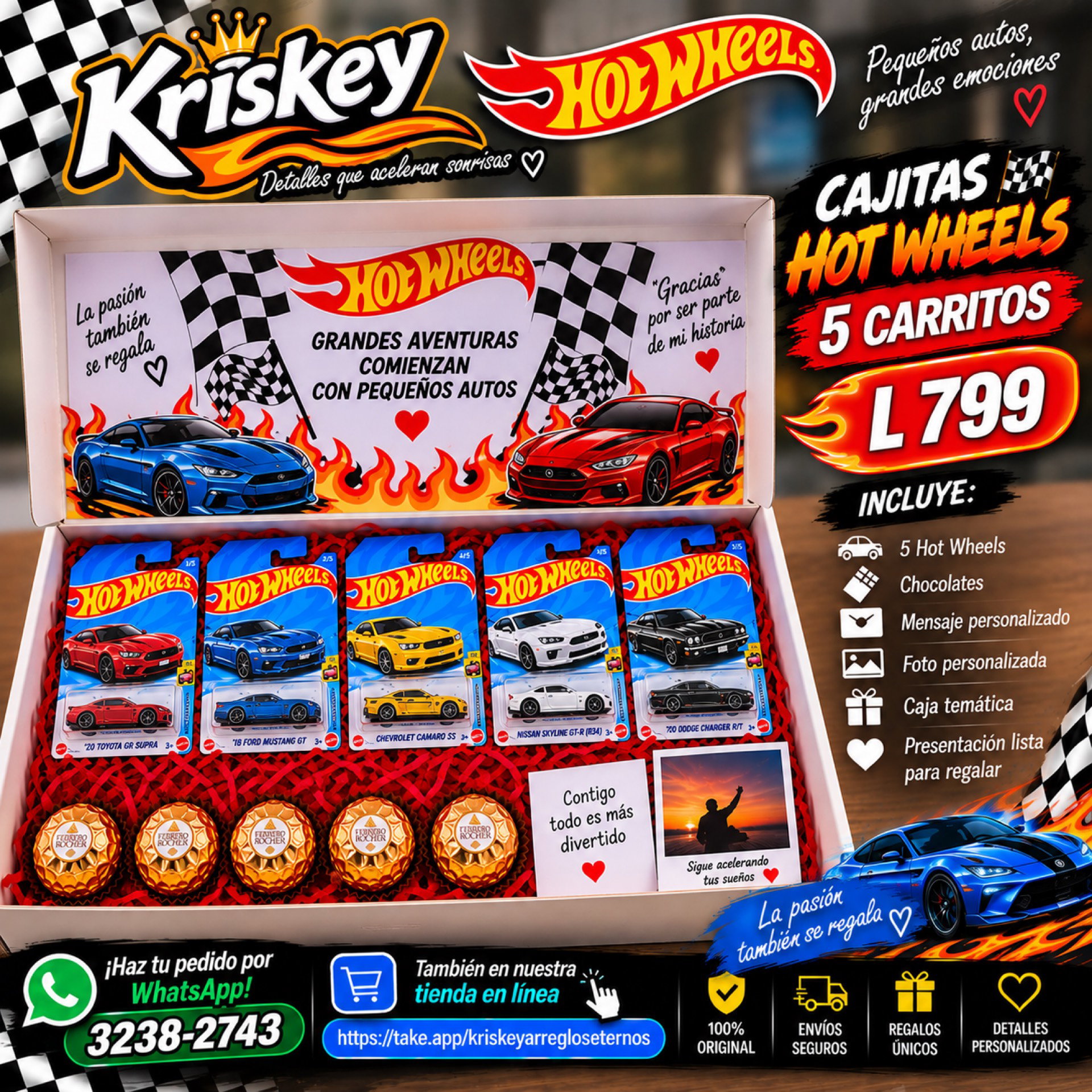 🏎️ Cajita Hot Wheels – 5 Carritos | Kriskey  🎁 ¡Grandes aventuras comienzan con pequeños autos! 🏁❤️