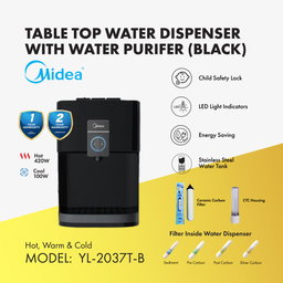 MIDEA TABLE TOP WATER DISPENSER WITH WATER PURIFIER (BLACK) YL-2037T-B