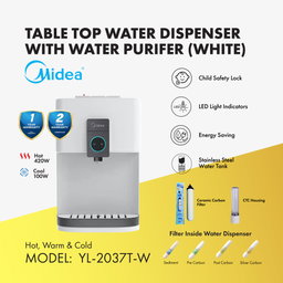 MIDEA TABLE TOP WATER DISPENSER WITH WATER PURIFIER (WHITE)