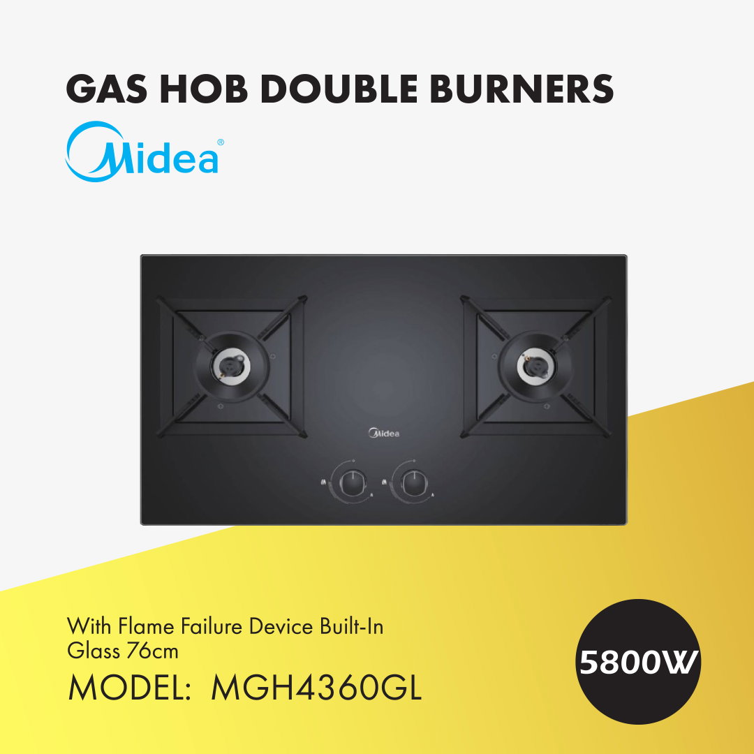 Midea Gas Hob 2BURNER 5.8KW 76CM MGH4360GL