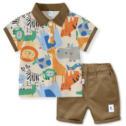 SETELAN COMBI WANGKI X CHINO ANIMAL IN ZOO CREAM