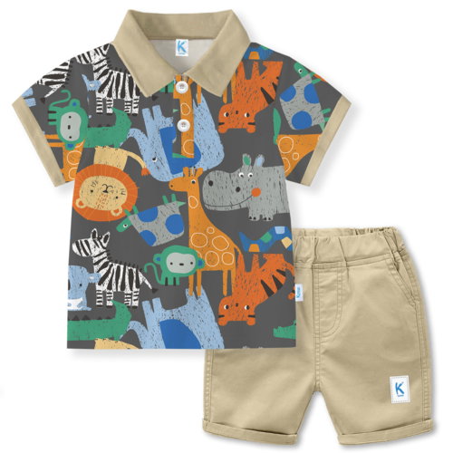 SETELAN COMBI WANGKI X CHINO ANIMAL IN ZOO OLD GREY
