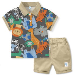 SETELAN COMBI WANGKI X CHINO ANIMAL IN ZOO OLD GREY