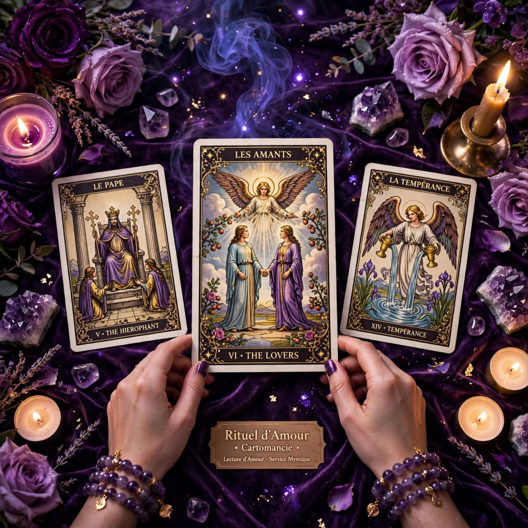 💜 Tu veux savoir ce qu'il/elle ressent vraiment ?  Tirage rapide 3 cartes Tarot de Marseille 100% sur ton histoire d'amour. Réponse par vocal WhatsApp + photo de ton tirage.  ✅ Retour d'affection ? Oui/Non ✅ Il va revenir ? ✅ Qu'est-ce qui bloque ?  Réponse en moins de 2h. Discrétion totale.
