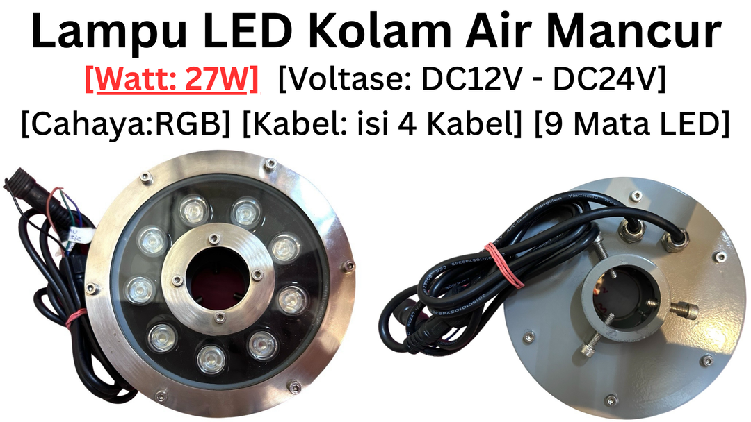 Lampu LED Kolam Air Mancur RGB Warna Warni DC12V DC24V Ring Donat / Underwater Fountain Pool Light SKSLED 27 Watt