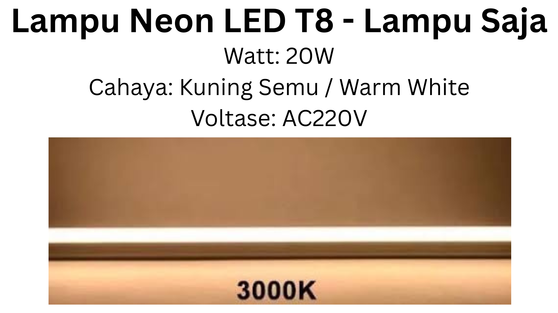 Lampu Neon LED T8 SKSLED - 20 Watt - Cahaya Warm White / Kuning Semu - AC220V_0