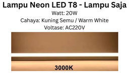 Lampu Neon LED T8 SKSLED - 20 Watt - Cahaya Warm White / Kuning Semu - AC220V