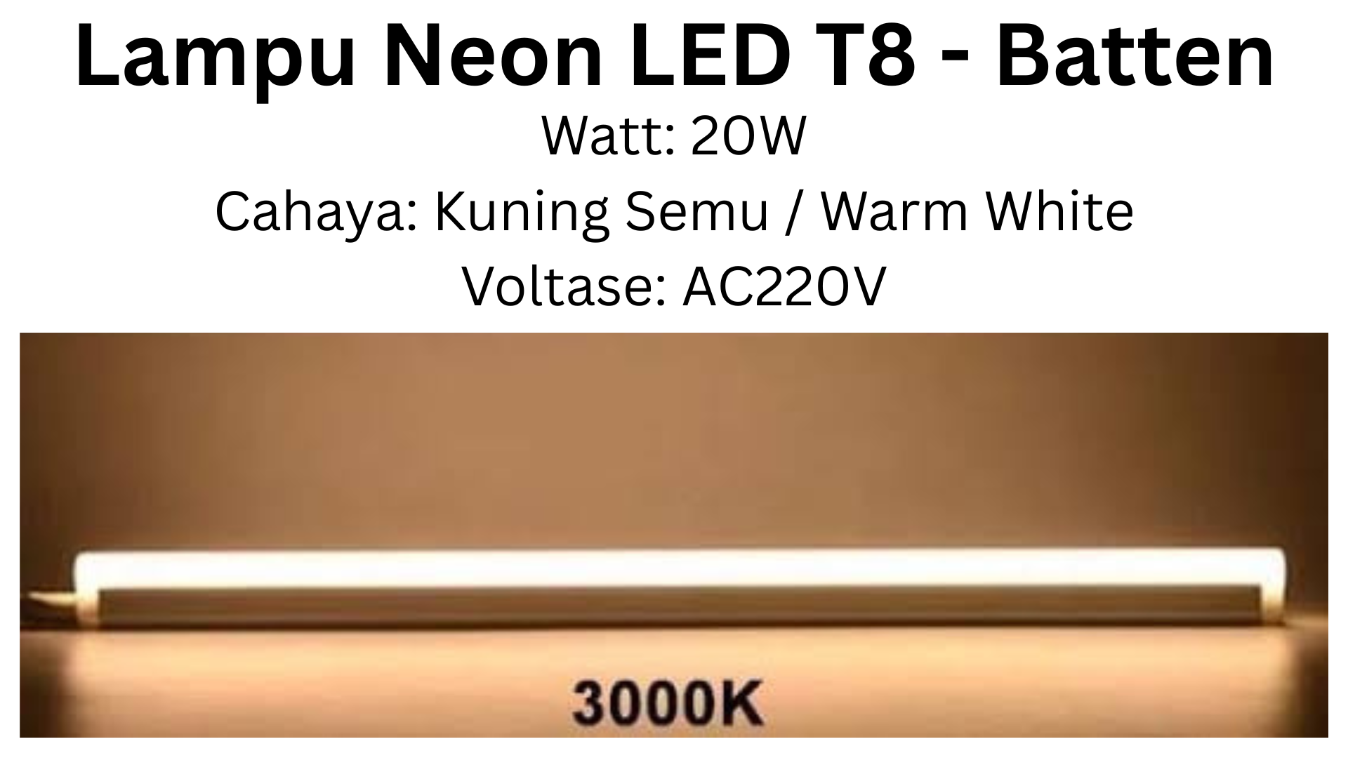 Lampu Neon LED T8 SKSLED - 20 Watt - Cahaya Warm White / Kuning Semu - AC220V_1