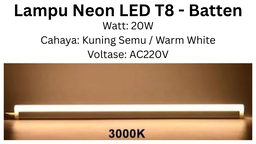 Lampu Neon LED T8 SKSLED - 20 Watt - Cahaya Warm White / Kuning Semu - AC220V