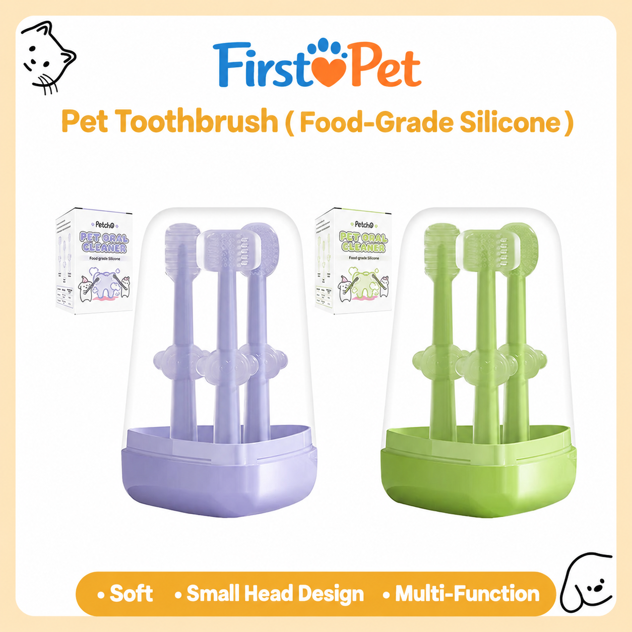 [Pre-order] 3-in-1 Pet Silicon Toothbrush (Small head design)_0
