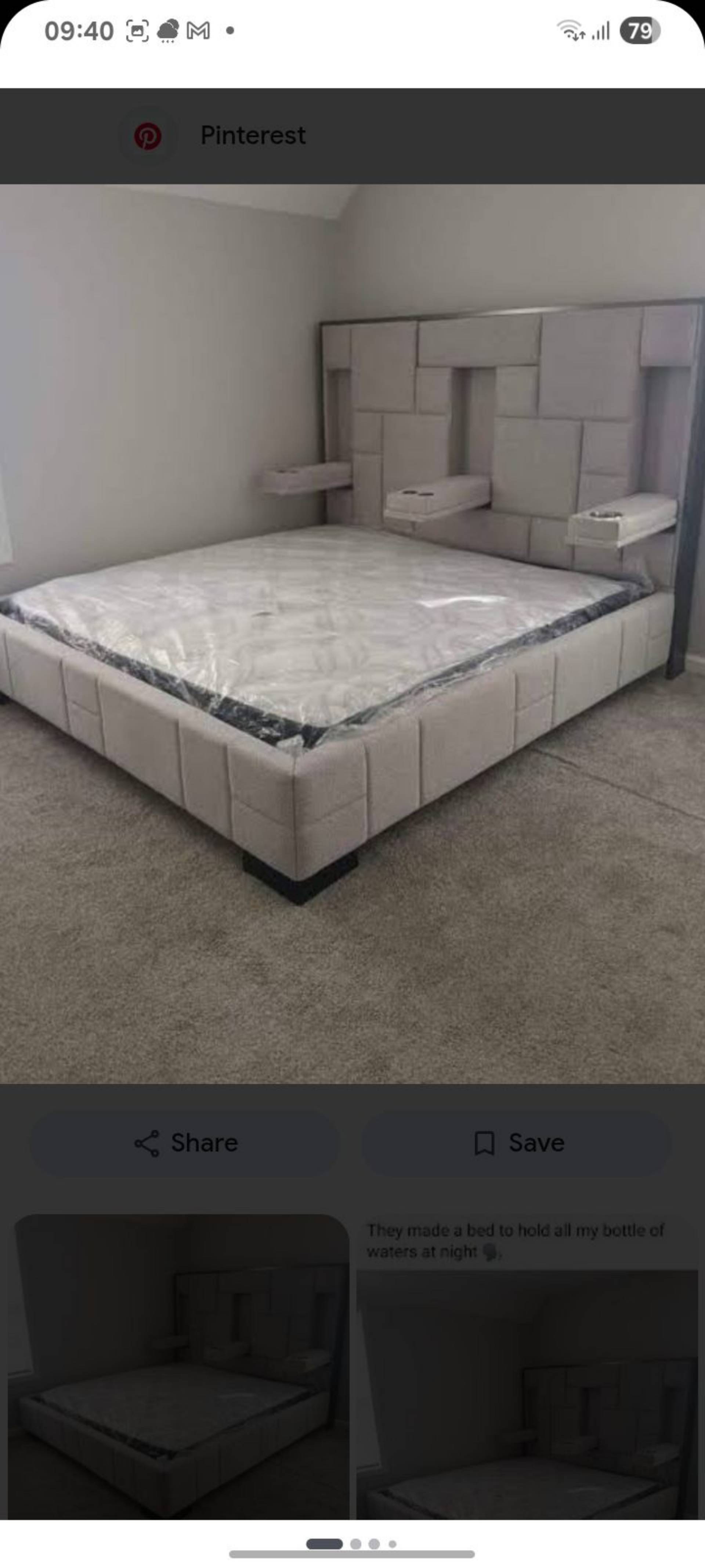 Eletric headboard with LED light & cup holders with bed_0
