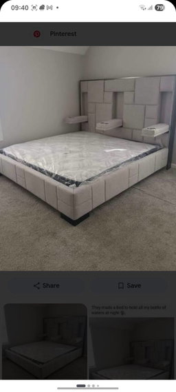 Eletric headboard with LED light & cup holders with bed
