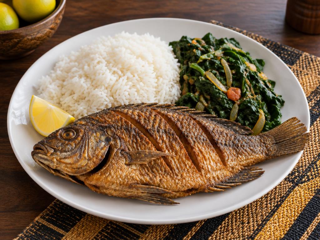 Wali, Samaki, Mboga za Majani