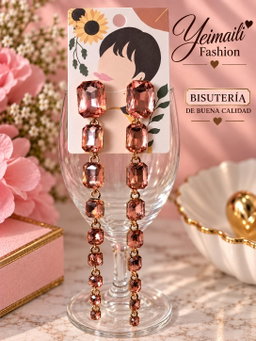 Aretes Largos Rosa Elegante