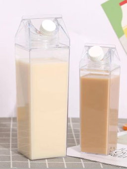 Transparent plastic milk bottle 