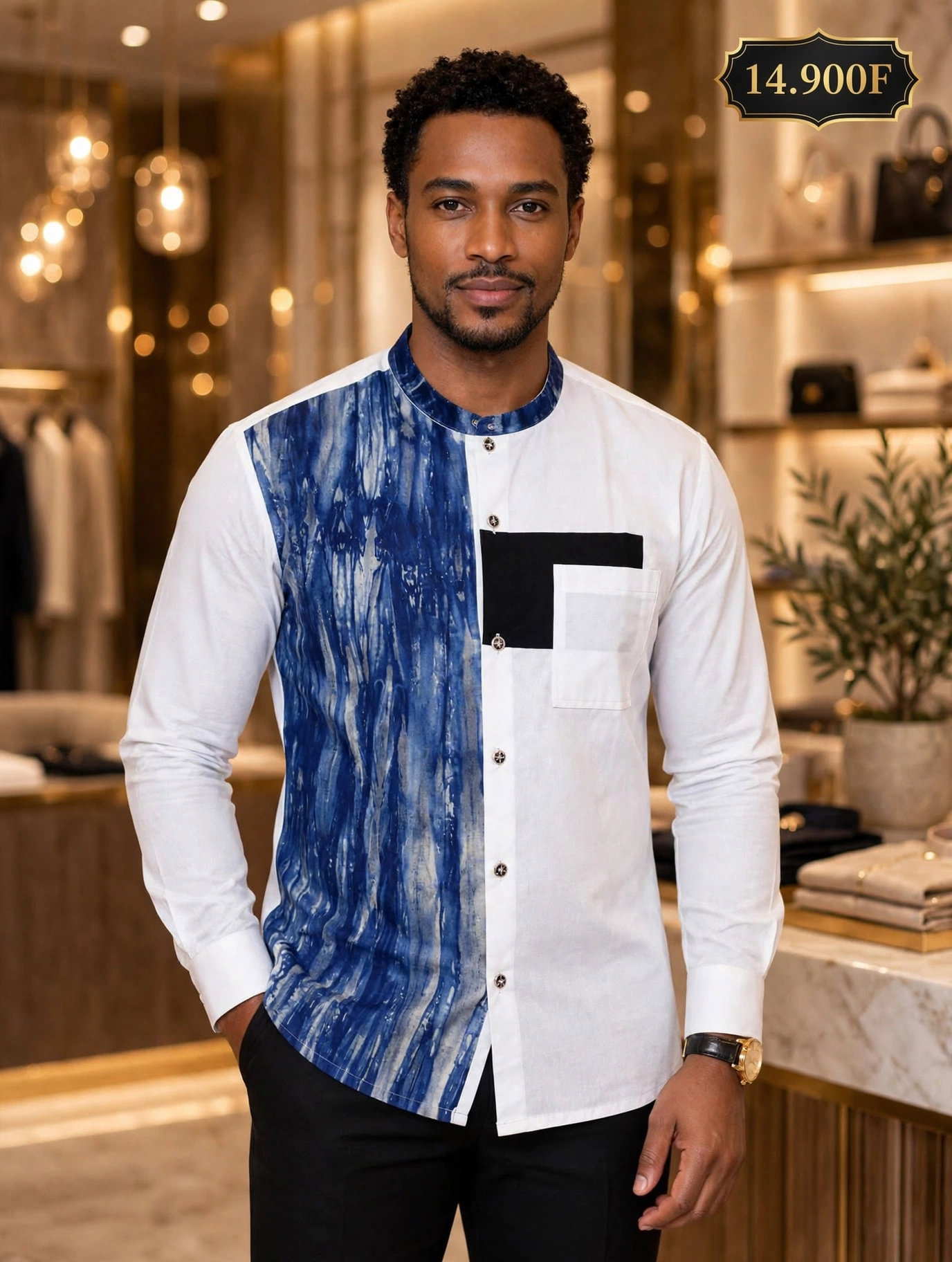 Chemise Indigo White - Bleu Batik & Blanc Premium_0