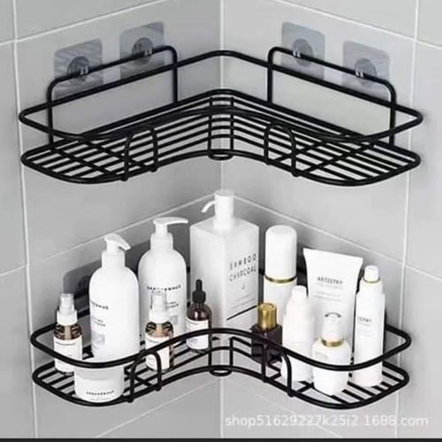 A set of two tier adhesive corner shower caddies_0