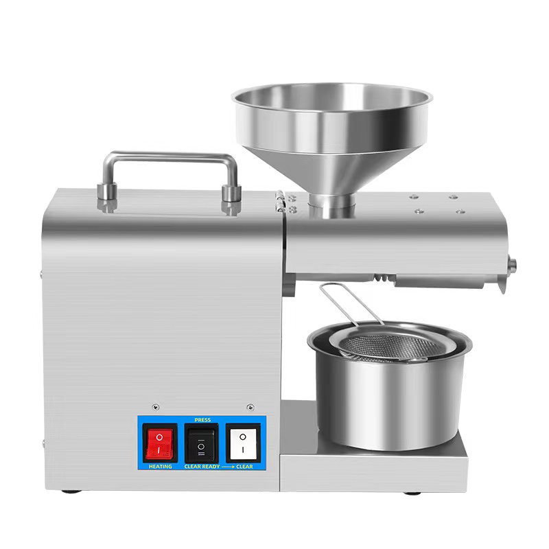 A countertop home oil press machine