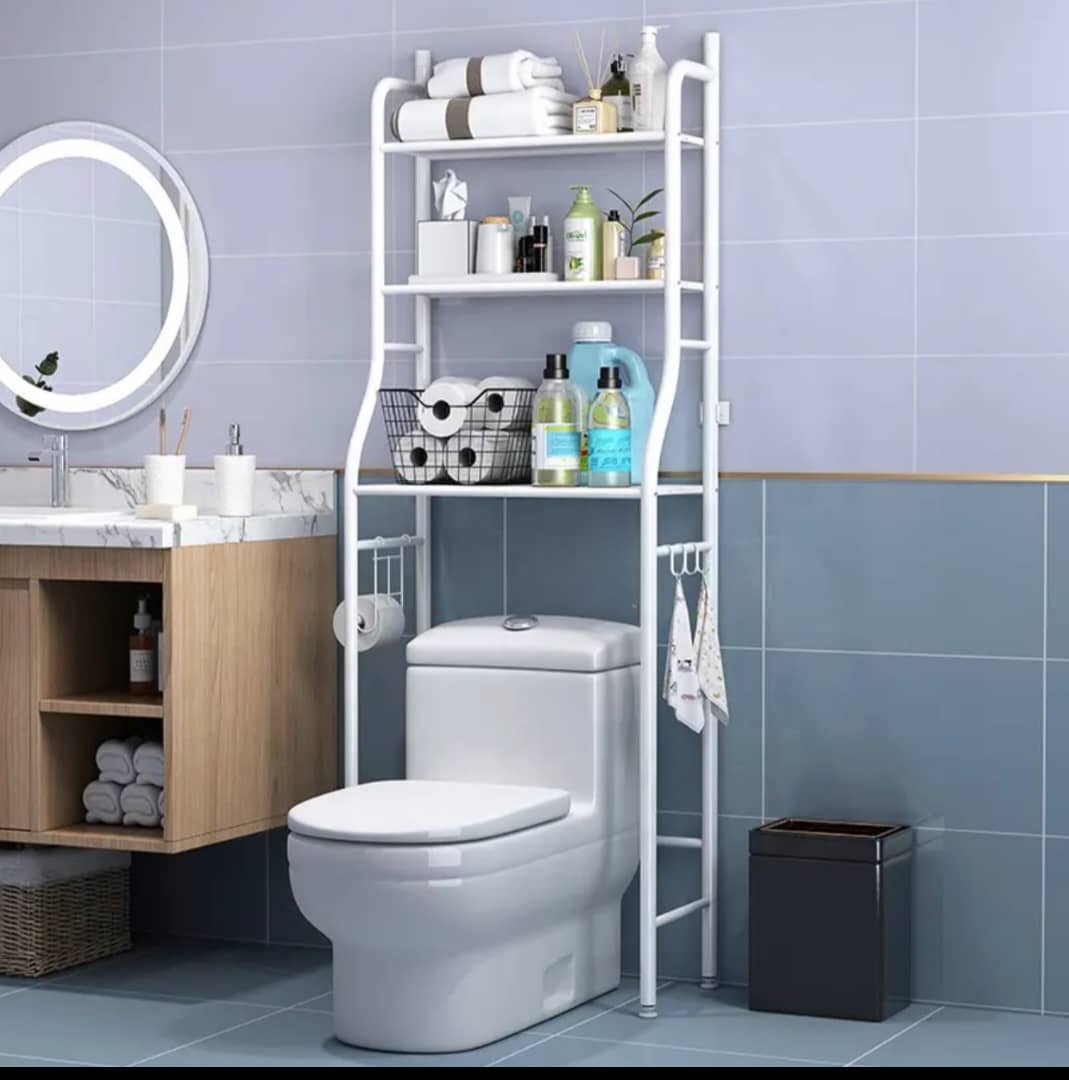 An over the toilet storage rack