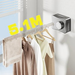 Wall-mounted retractable indoor clothesline system