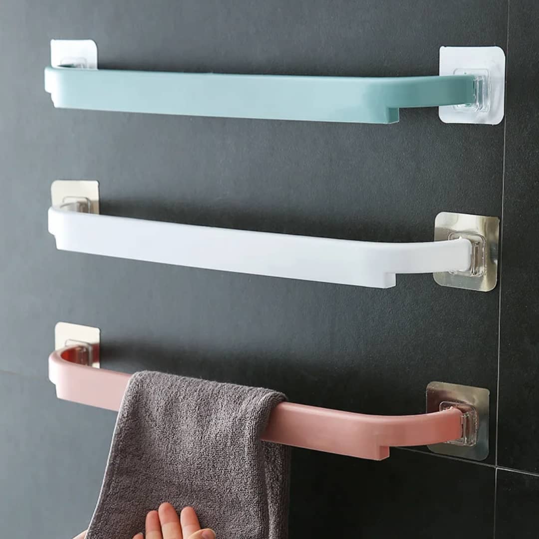 Wall-mounted adhesive plastic towel bars 