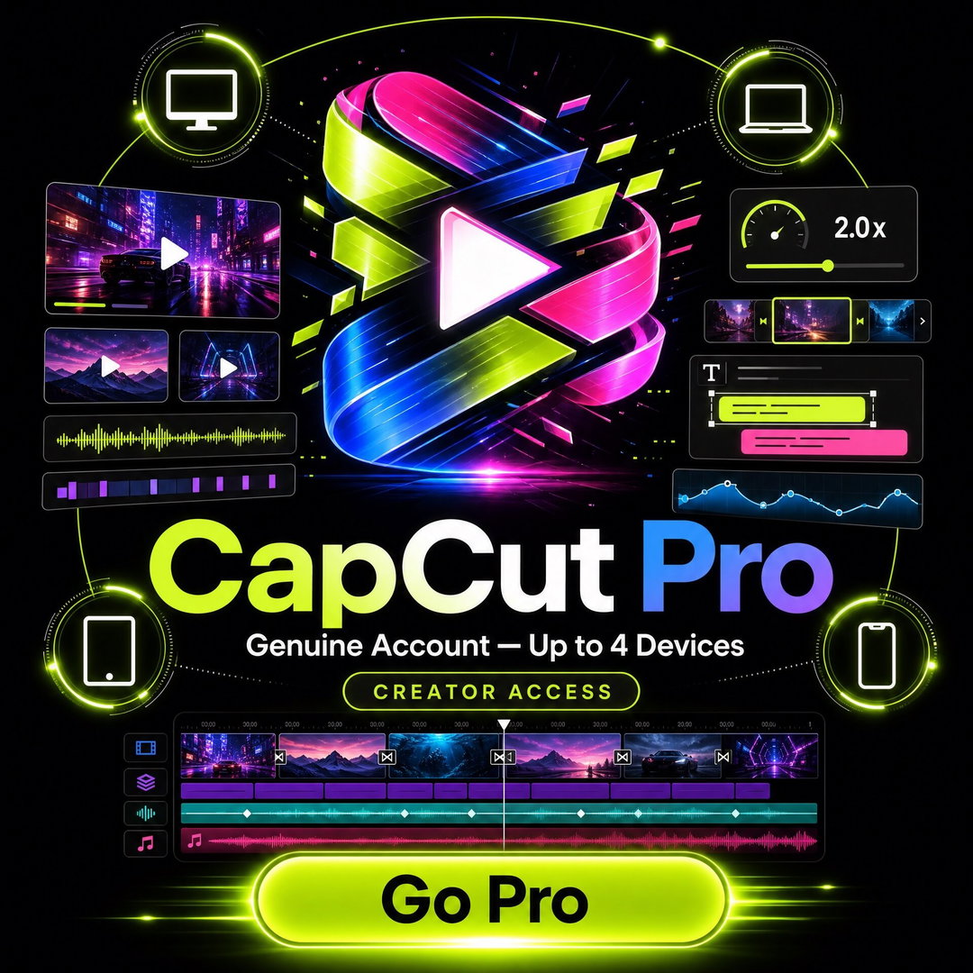 CapCut Pro — Genuine Account (3 Months, Up to 4 Devices)