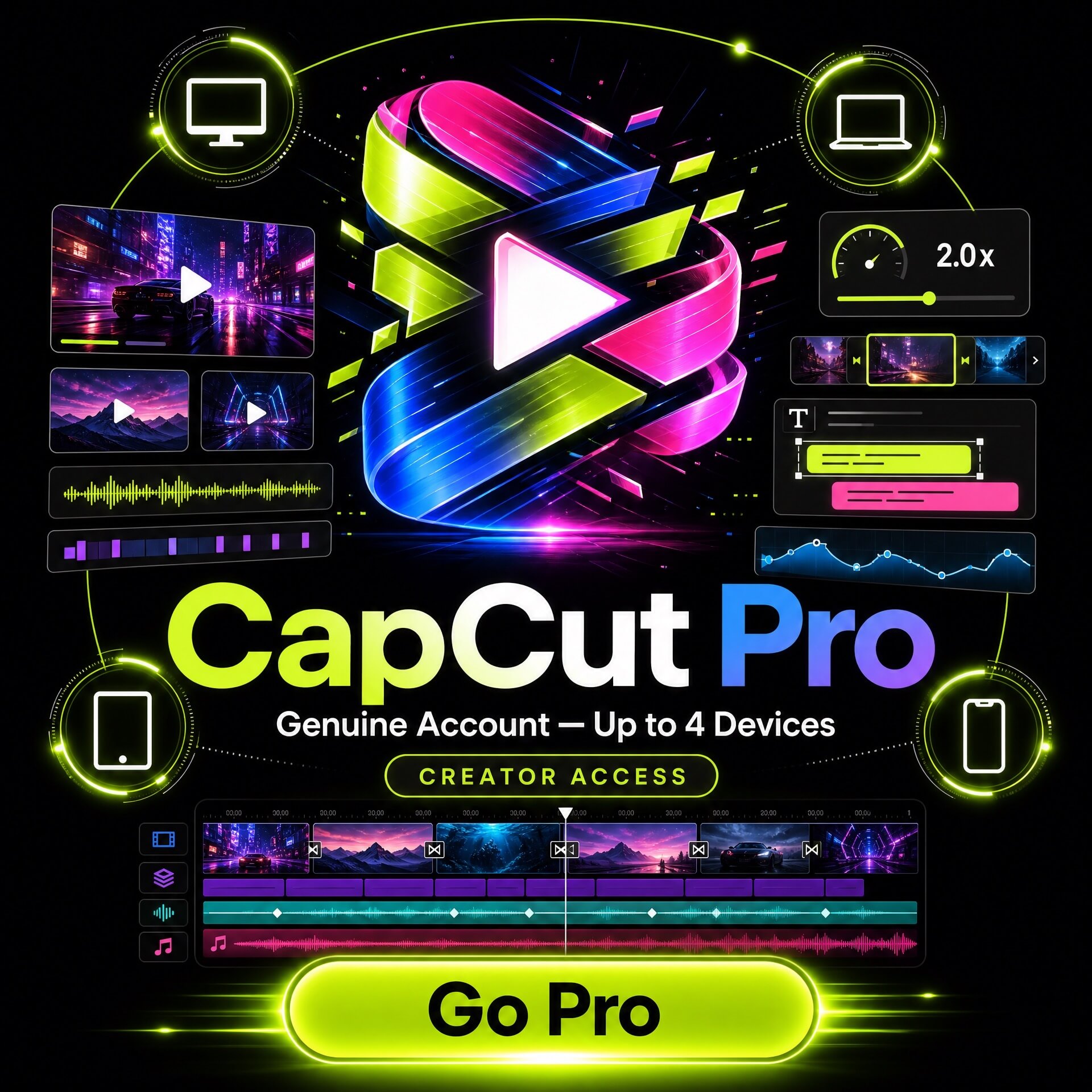 CapCut Pro — Genuine Account (3 Months, Up to 4 Devices)_0