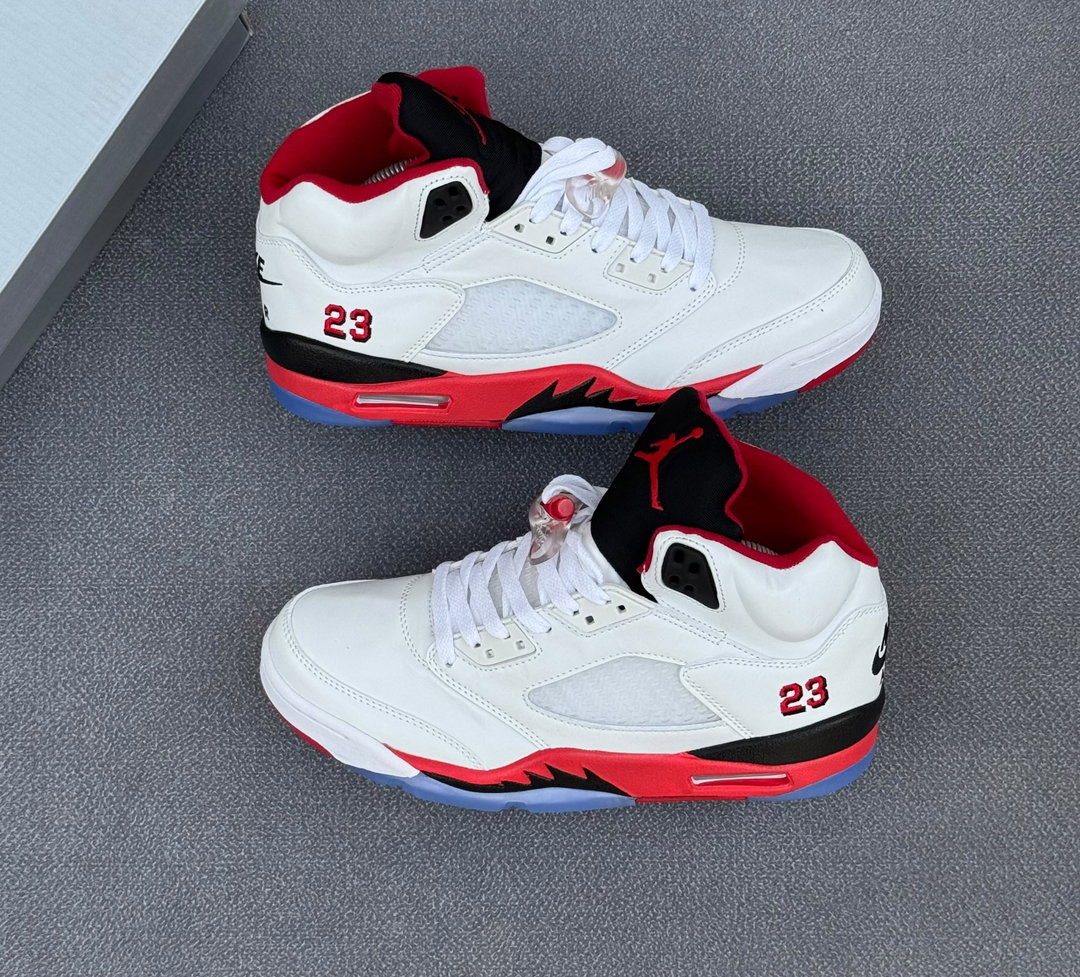 White Red Black Air Jordan 5 Retro High-Top Sneakers
