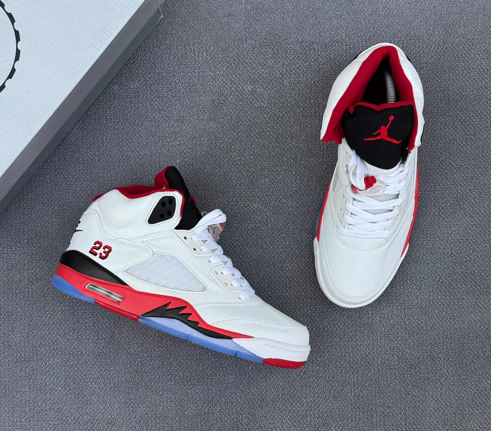 White Red Black Air Jordan 5 Retro High-Top Sneakers_1