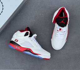 White Red Black Air Jordan 5 Retro High-Top Sneakers