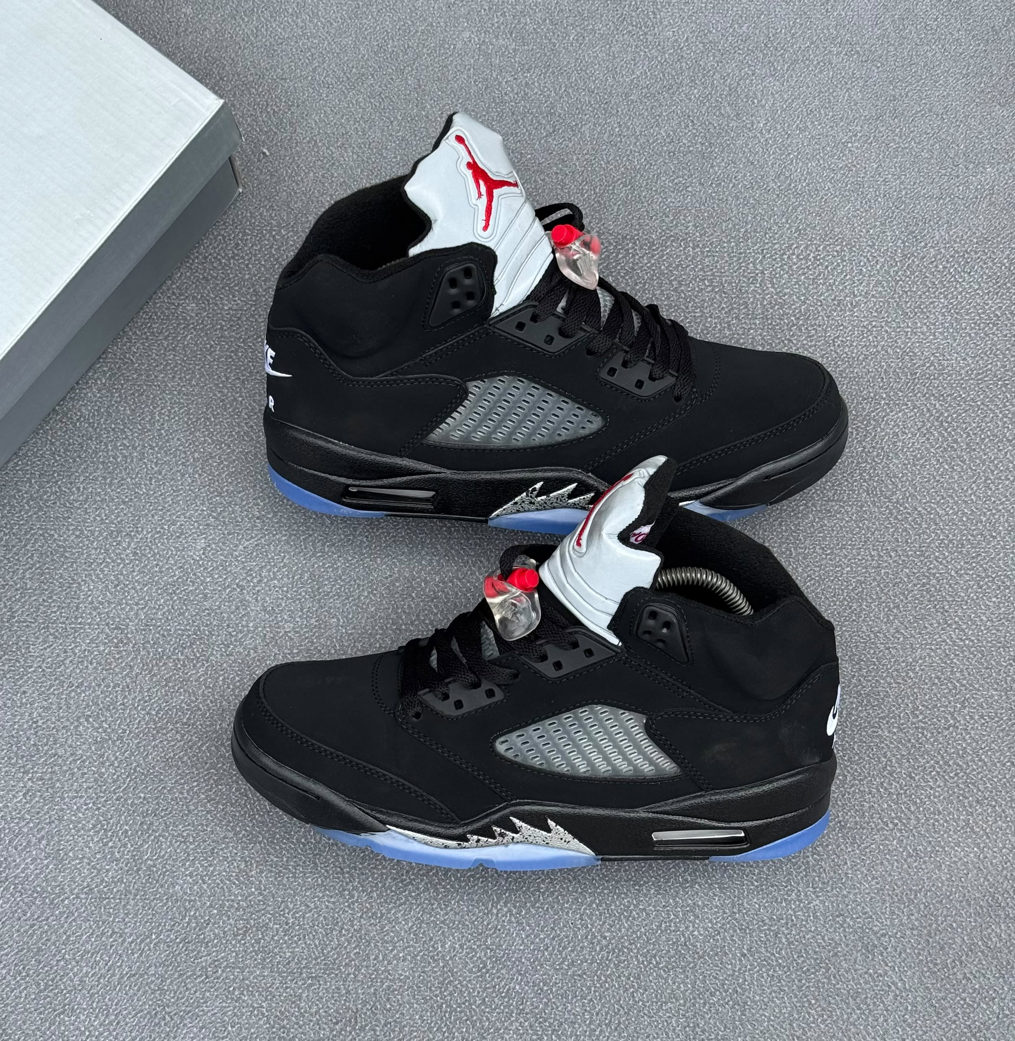 Black, Silver & Blue Air Jordan 5 Retro High-Top Sneakers_1
