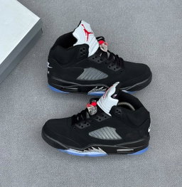 Black, Silver & Blue Air Jordan 5 Retro High-Top Sneakers