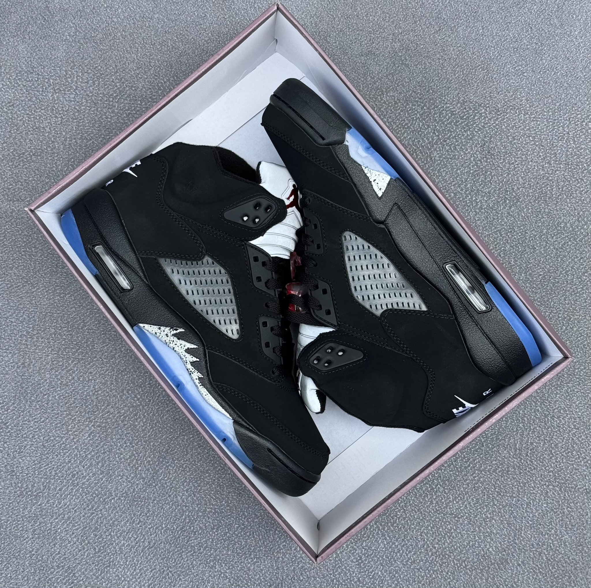 Black, Silver & Blue Air Jordan 5 Retro High-Top Sneakers_3