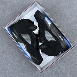 Black, Silver & Blue Air Jordan 5 Retro High-Top Sneakers