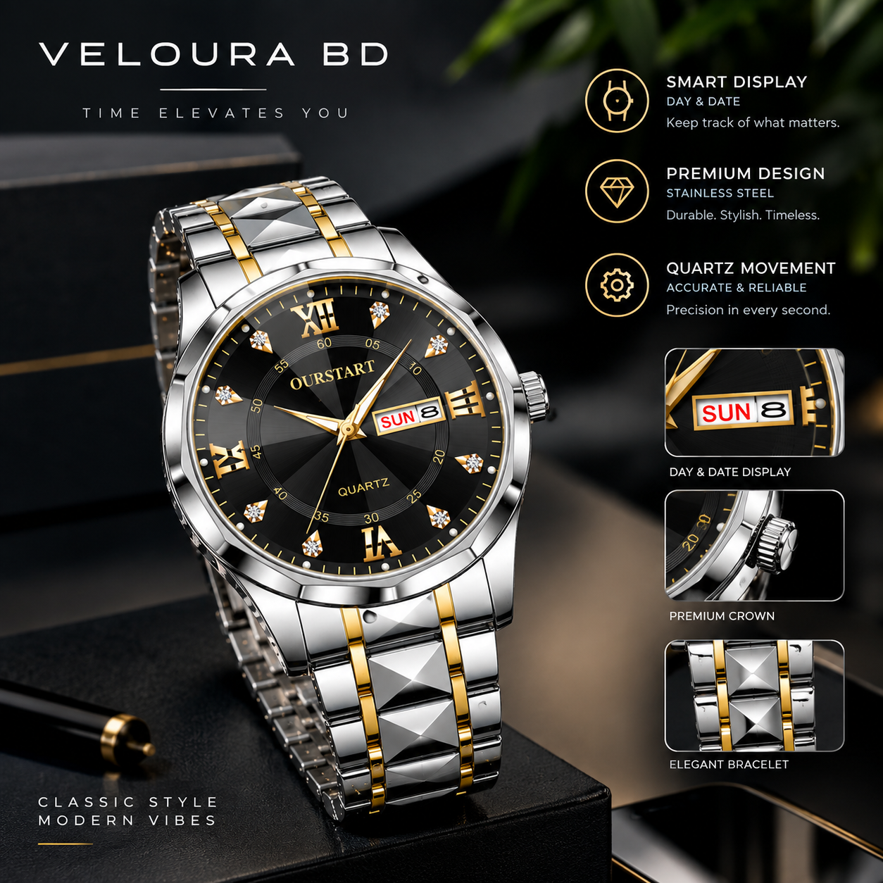 Quartz OURSTART Brand Luxury Man's Watch._1