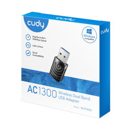 CUDY WU1300S AC1300 Dual-Band USB 3.0 Wi-Fi Adapter USB Adaptor  (Black)