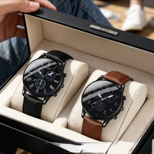 Men’s quartz leather watch
