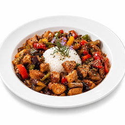 Pollo al wok con arroz